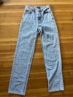 Playboy by Packsun high waisted light wash printed jeans 2 4 pencil vintage 27